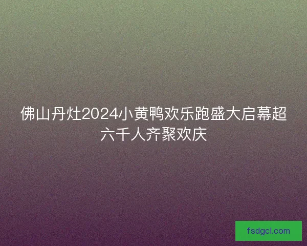 佛山丹灶2024小黄鸭欢乐跑盛大启幕超六千人齐聚欢庆